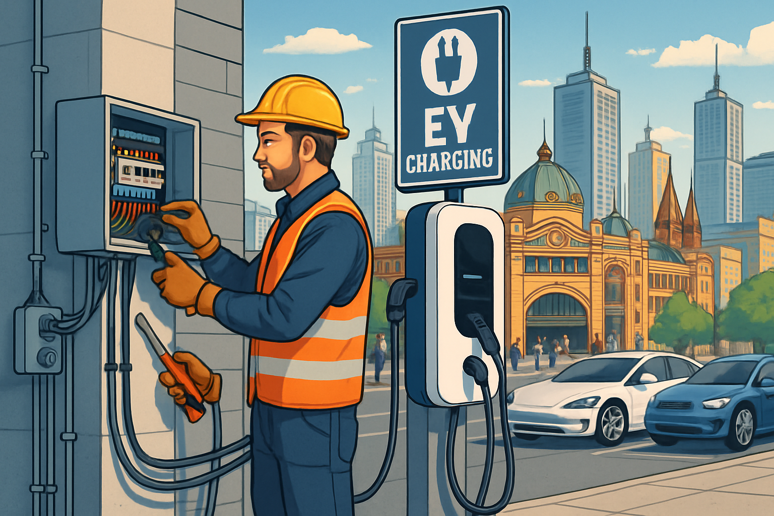 EV charging station electrician melbourne inline image